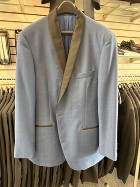 NWOT  Blue Shawl Collar Tuxedo Blazer with Black Trim